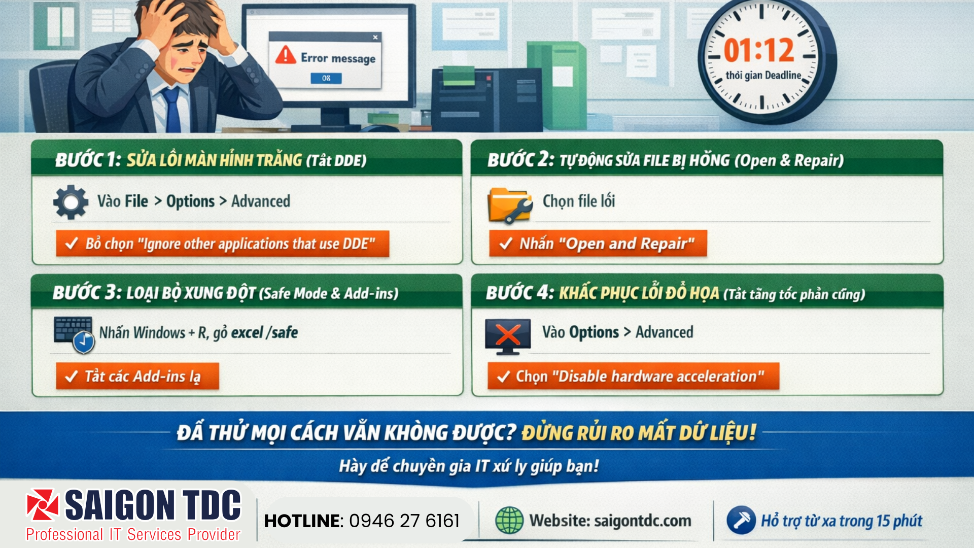 Dịch vụ IT Helpdesk SaiGon TDC xử lý lỗi Excel