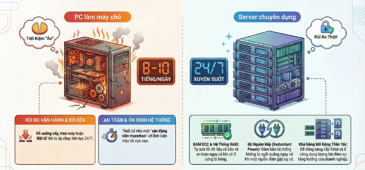 Tại Sao Nên Đầu Tư Máy Chủ Doanh Nghiệp Chuyên Dụng Thay Vì Dùng PC?