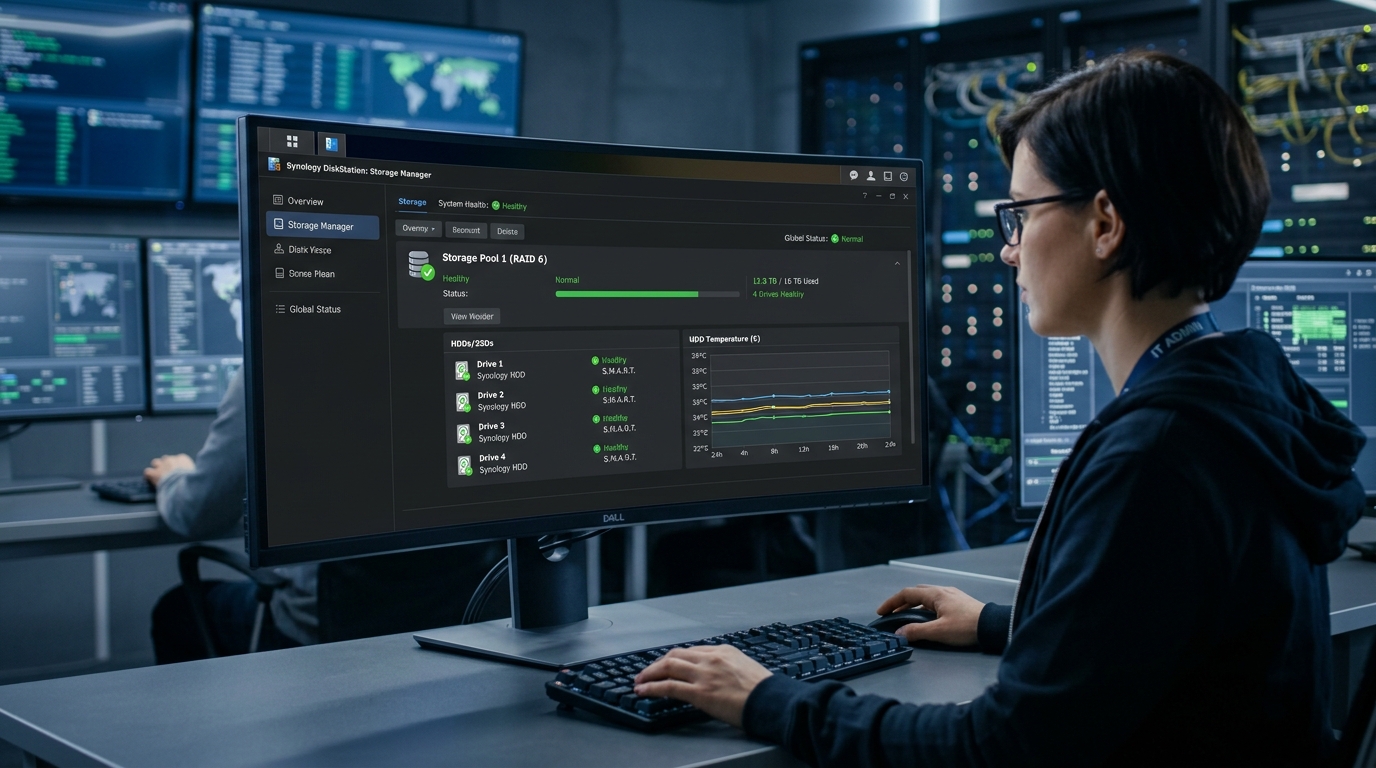 Kiểm tra mảng lưu trữ RAID 6 và chỉ số sức khỏe ổ cứng SMART trên Synology DiskStation Manager