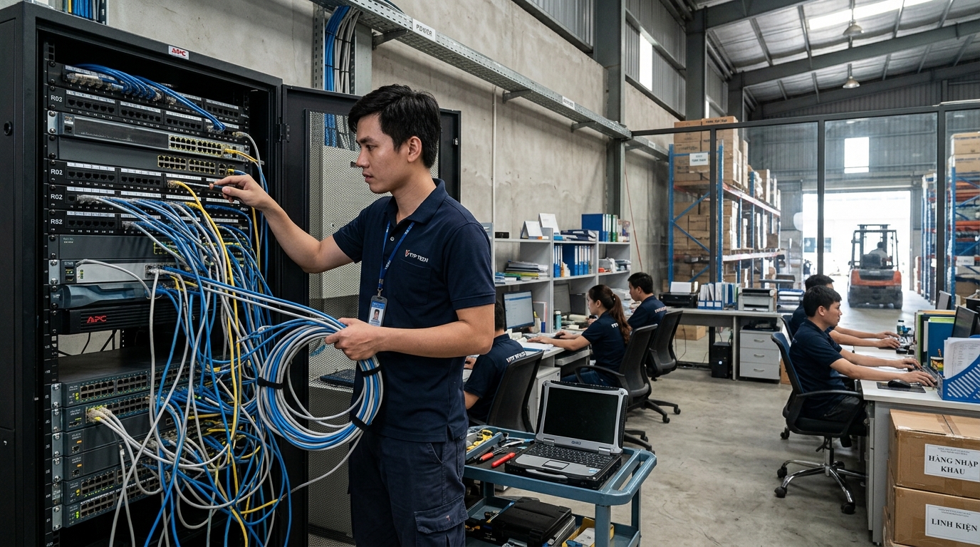 Kỹ thuật viên cấu hình hệ thống server Dell PowerEdge cho doanh nghiệp tại KCX TP.HCM