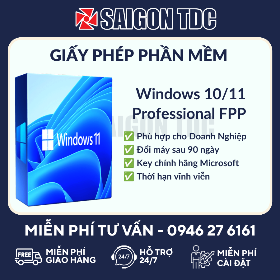 Giấy Phép Phần Mềm Windows 10/11 Pro FPP