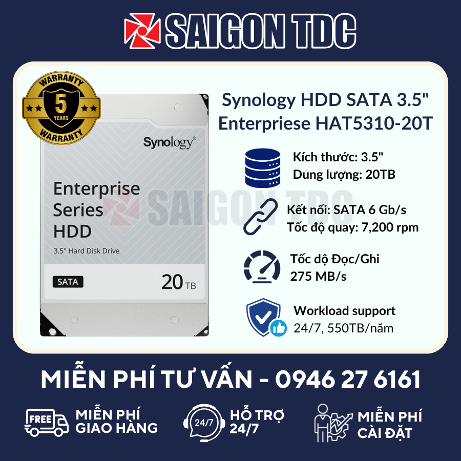 Ổ Cứng Synology HDD 20TB Enterpriese HAT5310-20T