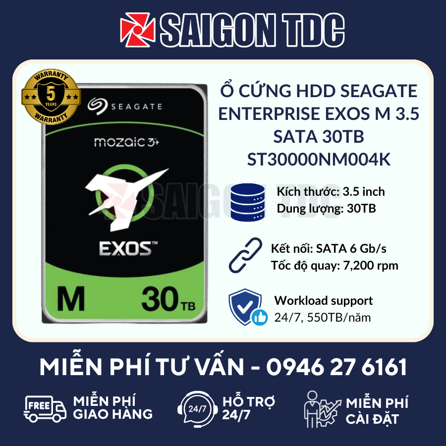 Ổ cứng HDD SEAGATE Enterpriese EXOS M 3.5 SATA 30TB ST30000NM004K