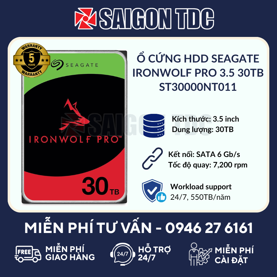 Ổ cứng HDD Seagate IRONWOLF PRO 3.5 30TB ST30000NT011